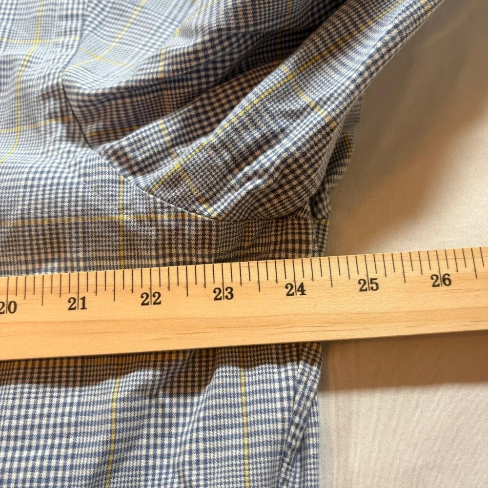 Polo Ralph Lauren Button Down Shirt Mens 16.5 34 Blue Plaid Cotton Long Sleeve